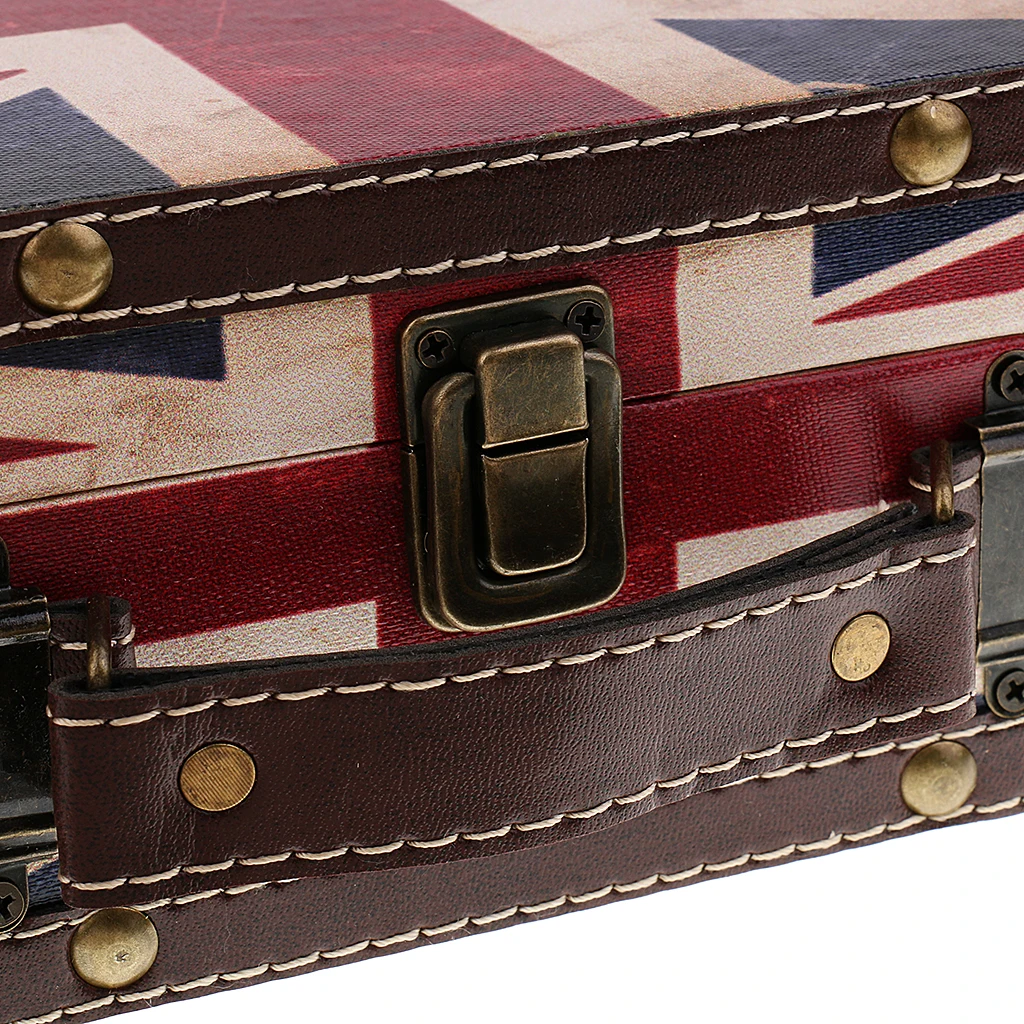 

Vintage Looking Wooden Faux Leather Suitcase with Handle for Home Decor Studio Photo Booth Prop Showcase Display