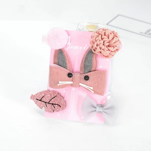 Children's hairpin set hair accessories 5PCS/SET baby flowers bow side clip girls crown all-inclusive cloth side clip