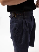 wash blue desized fadeless denim gurkha loose straight leg shorts mens 5 cent slacks pants american style retro trousers 4xl