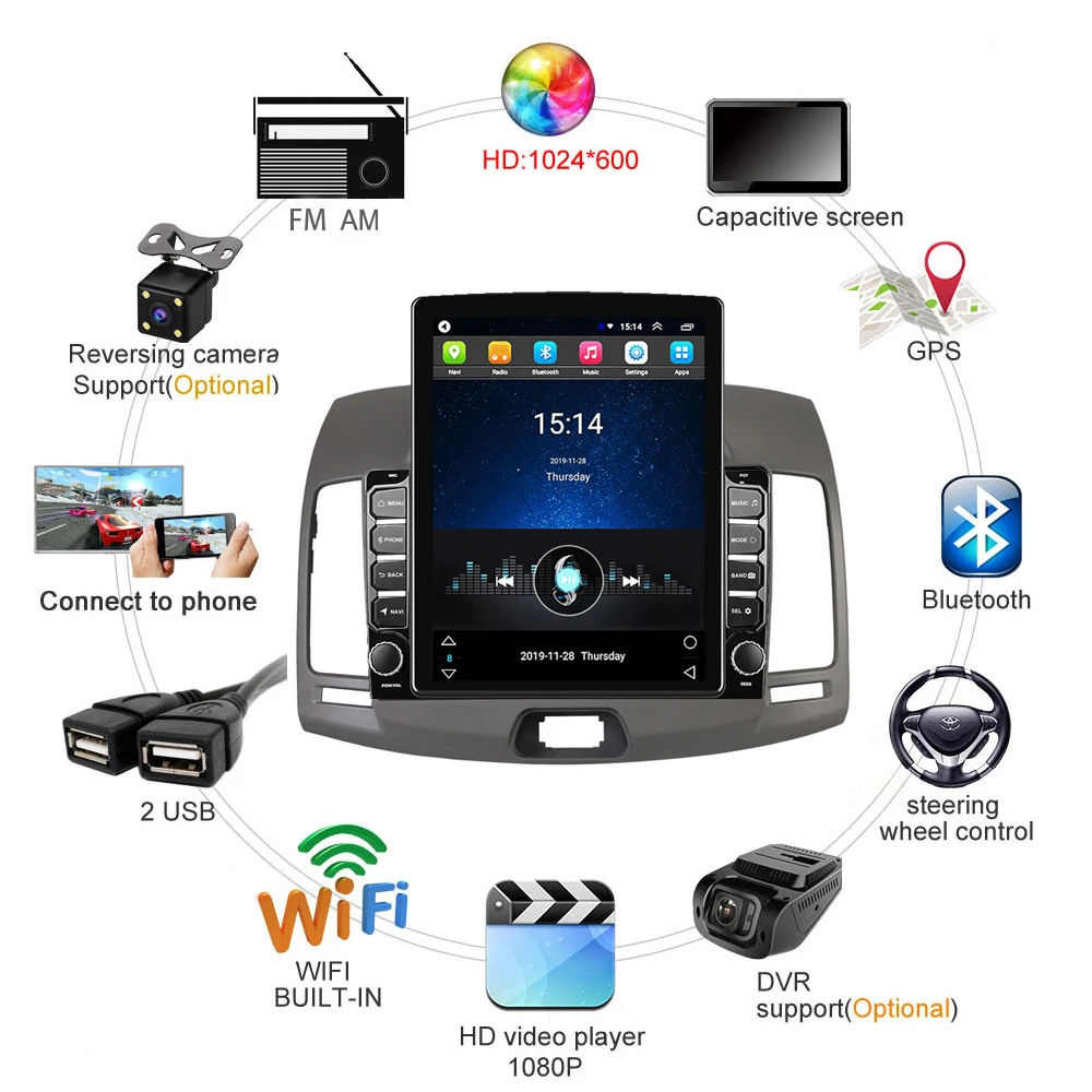Автомагнитола для Hyundai Elantra мультимедийный видеоплеер на Android 2006 2 din Wi Fi GPS