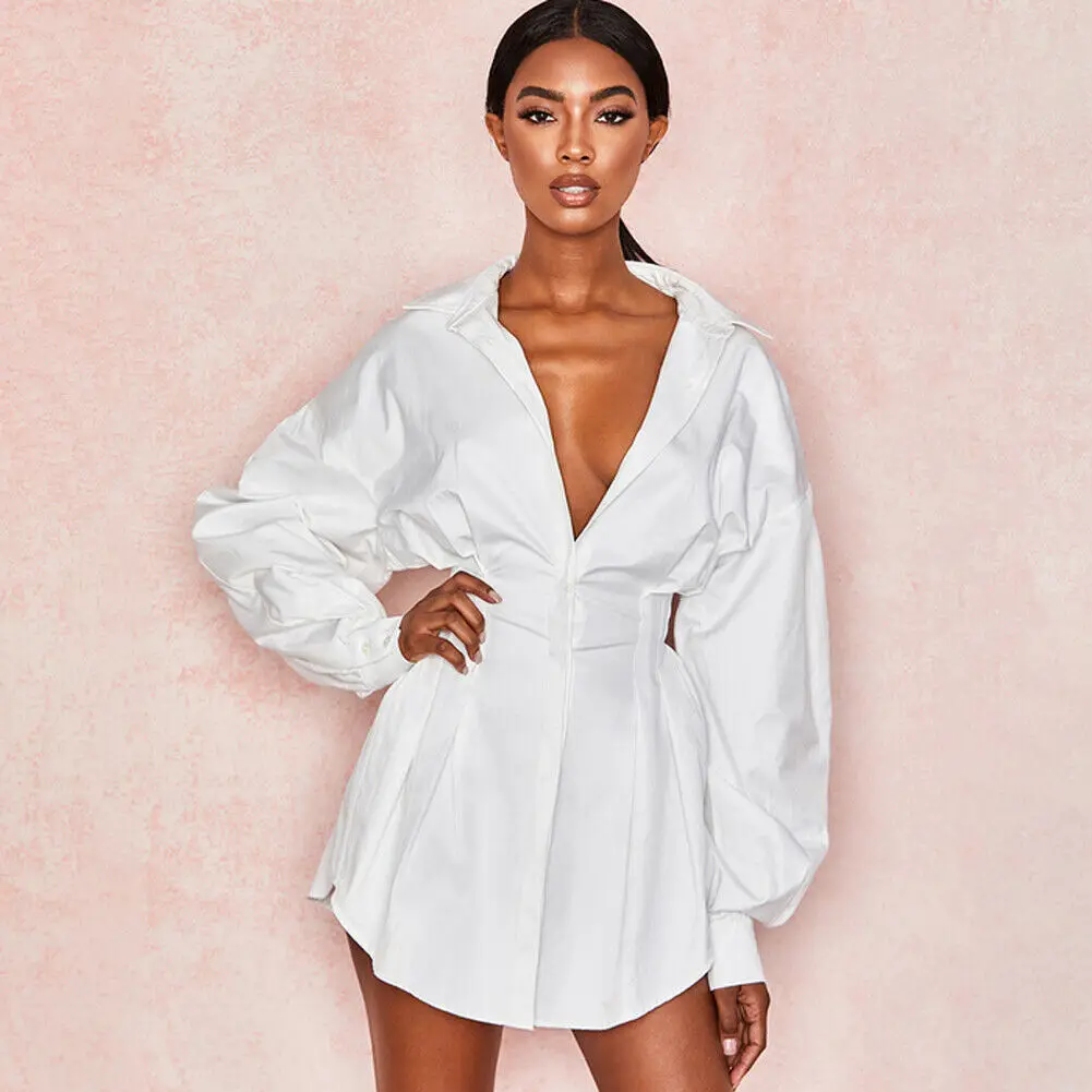 

Women Sexy V neck Long Shirts Female Ladies Long Sleeve Shirt Beach Dresses Elegant Sexy Party Blouse