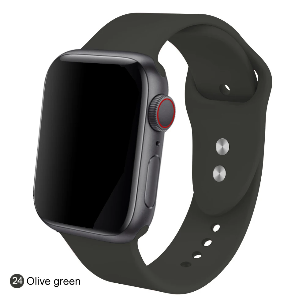 Ремешок для часов для Apple 38 мм 42 мм iWatch 5 ремешок 44 мм 40 мм Ремень спортивный силиконовый браслет часы аксессуары для Apple 5 4 3 2 1 - Цвет ремешка: 24