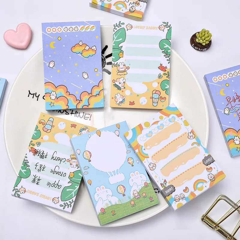 

100 Sheets/Book Cute Naughty rabbit Note Book Kawaii Message Plan Note Paper Memo Pad Diary sticky Planner Lovely Stationery