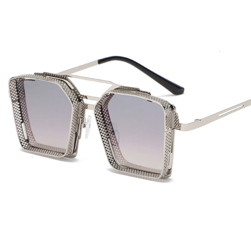 Мужские УНИКАЛЬНЫЕ Солнцезащитные очки в квадратной металлической оправе