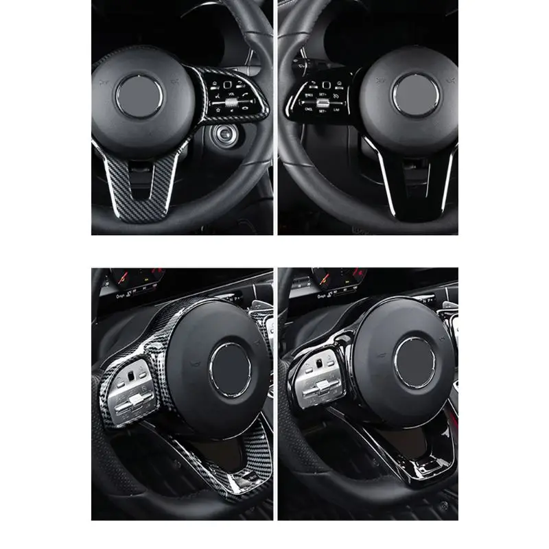 

Car Steering Wheel Button Sticker Decorative Frame Set for C-Class E-Class Auto Q39F