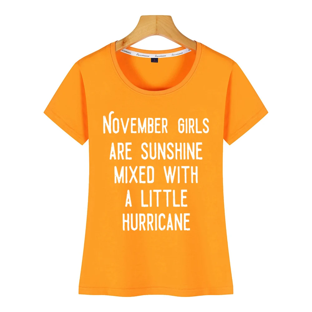Топы футболка для женщин девочек ноября солнечный свет смешанный юмор белая