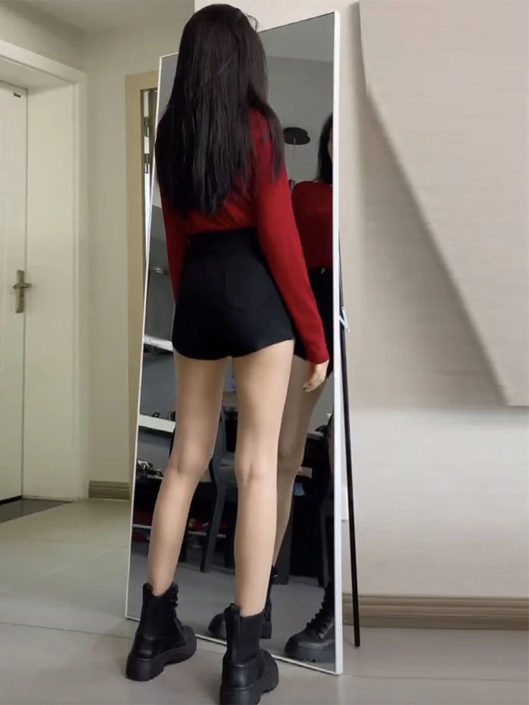 

2021 summer new high waist show thin show leg long denim shorts women's tight and versatile sexy A-line bag hip hot pants