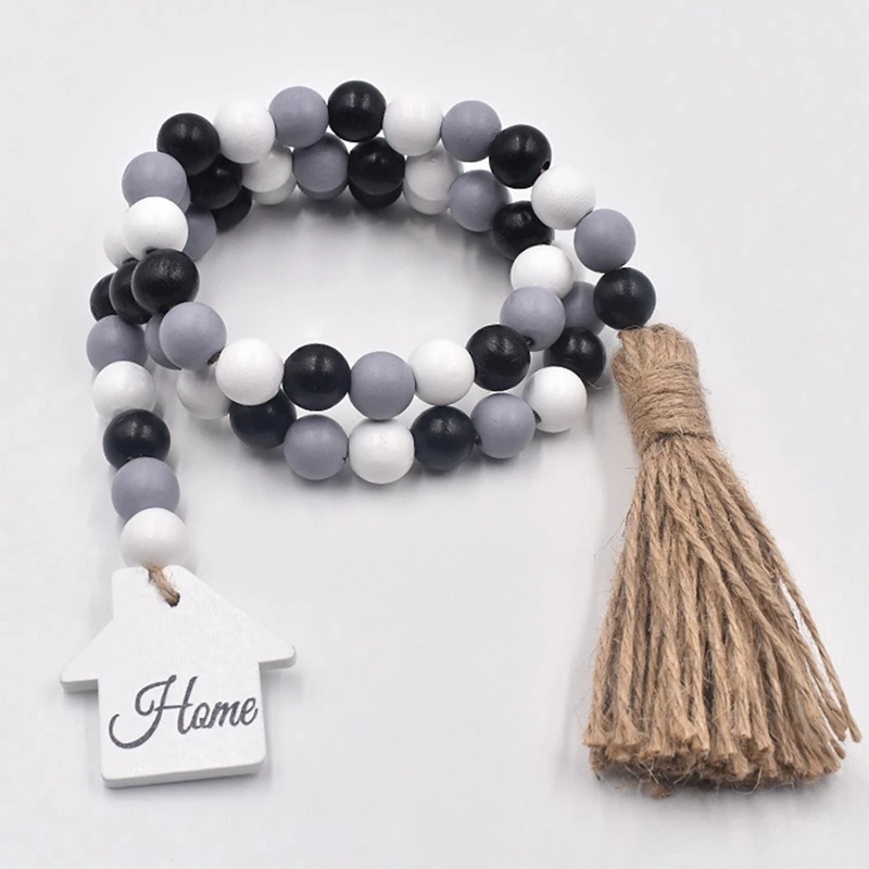 Деревянная гирлянда из бусин с кисточками деревенский фермерский многоярусный