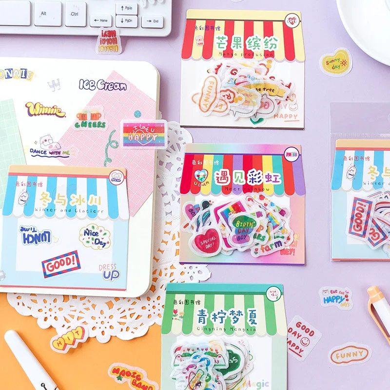 

20set/1lot Kawaii Stationery Stickers Color Library Series Diary Decorative Mobile Stickers Scrapbooking DIY Craft Stickers
