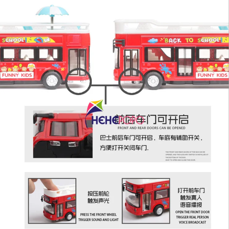 

High Quality London Bus Toys Metal Car Alloy Diecasts & Toy Vehicle Car Model Miniature Model Double Sightseeing Bus Toy Car
