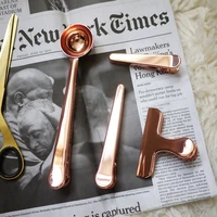 1pclot northern european style gold color two in one spoon sealing clip measuring spoon coffee spoon