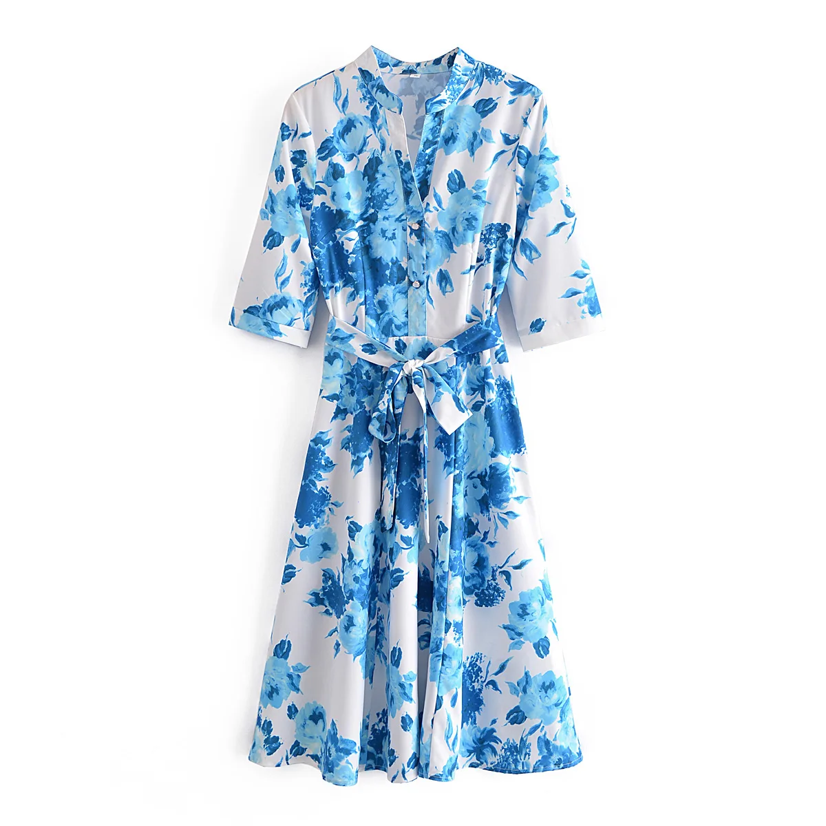 

JC·KILIG 2021 Printed Flower V-neck Shirt Dress AZ5103