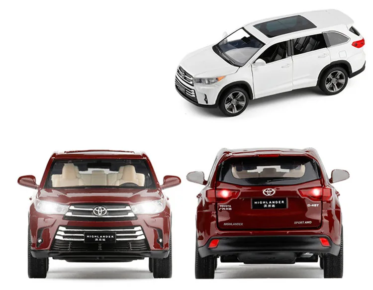 Изысканный 1:32 Toyota Highlander SUV модель из сплава, имитация литья под давлением звук и светильник, игрушка для мальчика в подарок