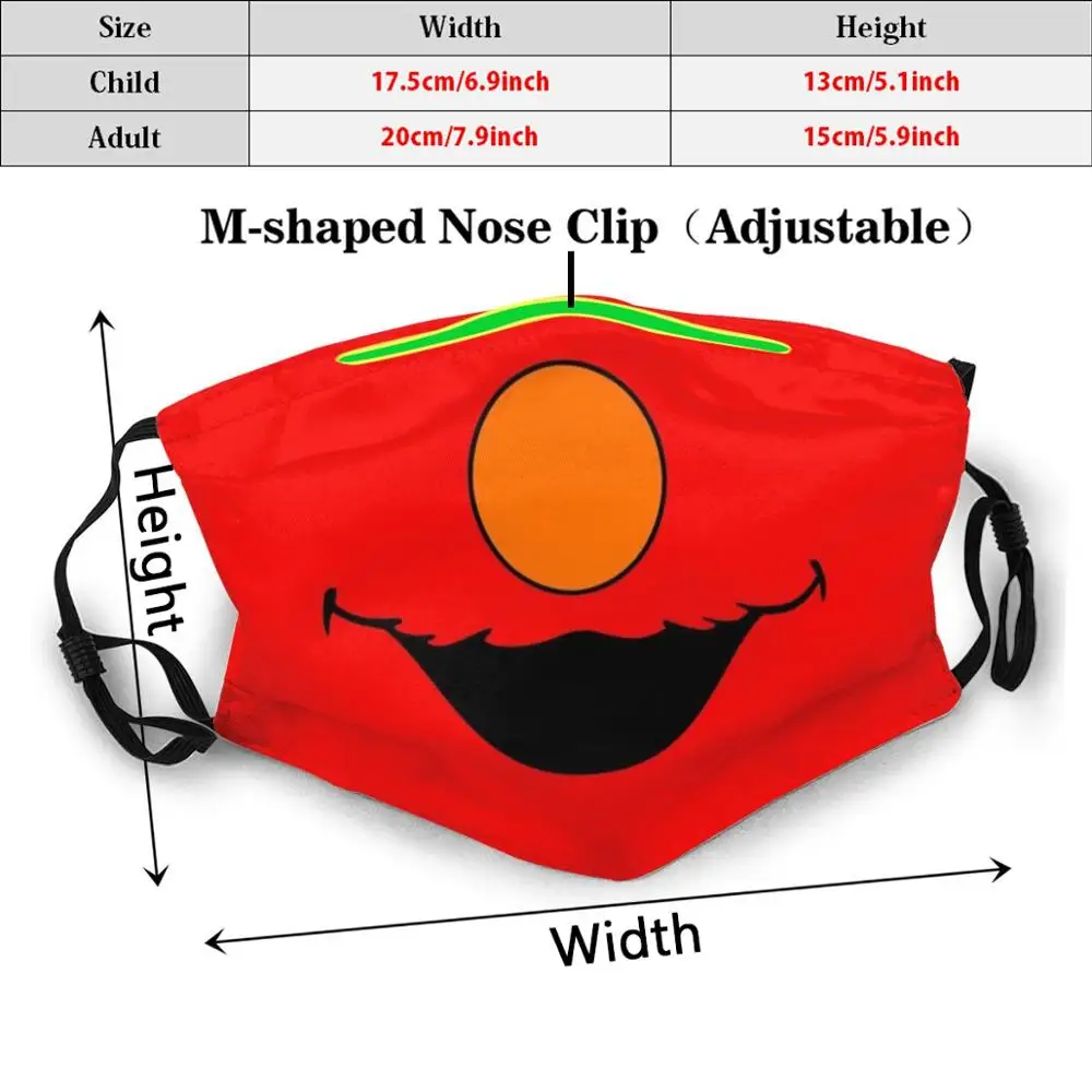 Elmo моющаяся маска с фильтром для защиты от пыли рта Triki Monster бисквит печенье Tv Geek