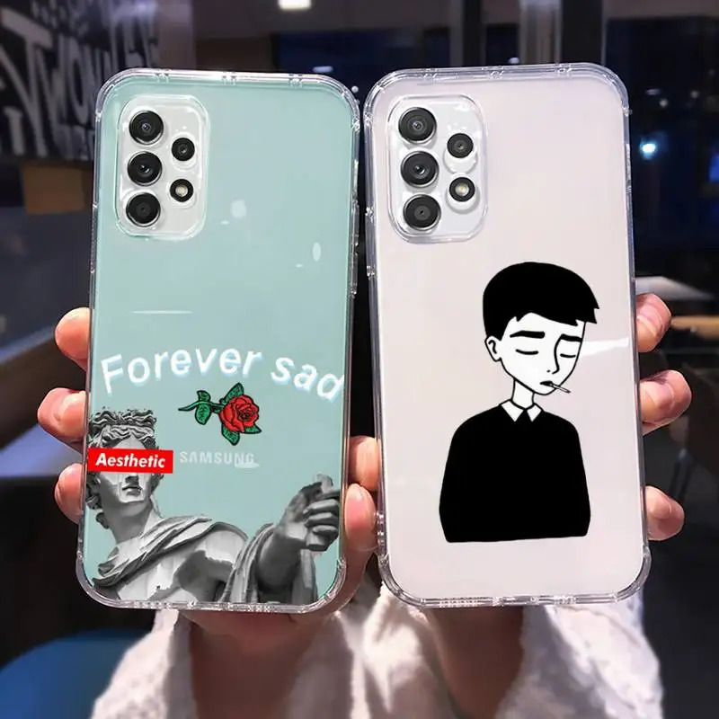 

Artistic rose flower sad Phone Case for Samsung A 51 50 52 12 21s 31 40 70 71 note S 20 10 21 ultra plus fe clear coque shell
