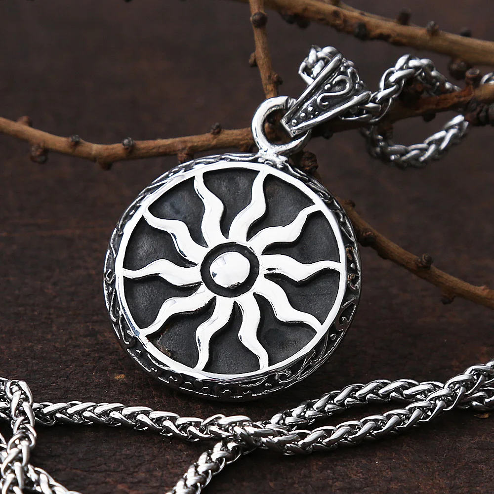 

Vintage Sun God Apollo Necklace For Men Chain Punk Fashion Amulet Stainless Steel Necklace And Pendant Jewelry Gift