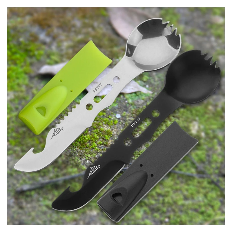 Многофункциональный Открытый кемпинговая вилка нож набор ложек 210 Стальной