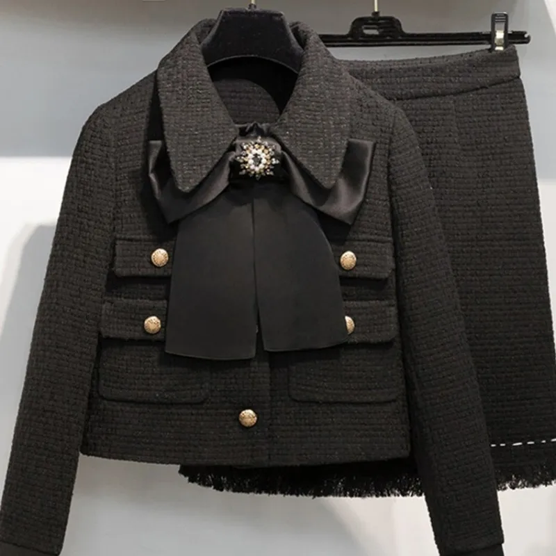 Элегантный облегающий комплект с длинным рукавом и юбкой офисный женский