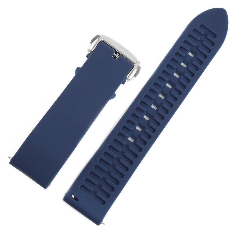blue fold clasp 18 мм 20 мм 22 мм силиконовый ремешок резиновый ремешок для часов Seiko 5 SRP SKX007 ProPex PADI Casio Edifice часы браслет спортивный человек - Цвет ремешка: blue fold clasp