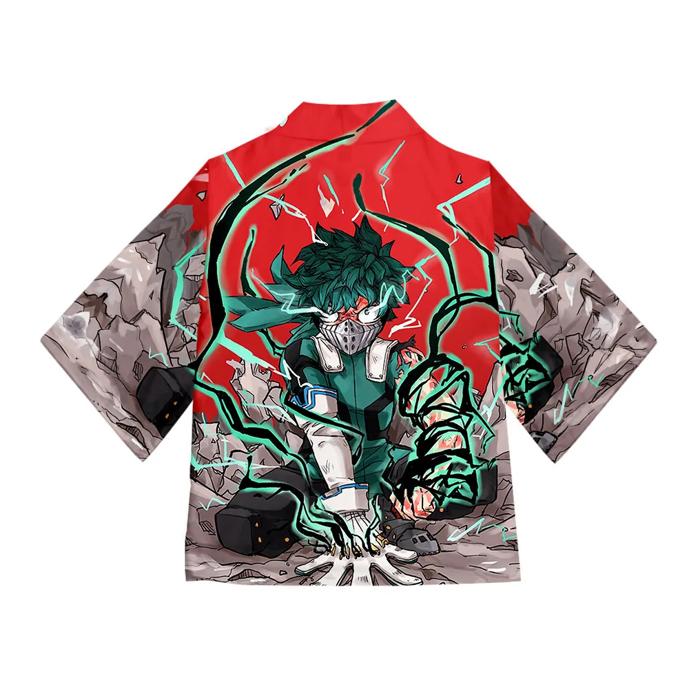 

Anime My Hero Academia Kimono Men 3D Print japanese kimono cardigan shirt men haori yukata Short Sleeve Boy kimono beach Loose
