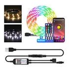 Светодиодная ленсветильник 50 см, 1 м, 2 м, 3 м, 4 м, 5 м, RGBW, RGB, 5 В, Светодиодная лента с ИК-контроллером 40 клавиш, для фосветильник щения телевизора, ПК