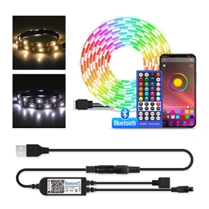 Светодиодная ленсветильник 50 см, 1 м, 2 м, 3 м, 4 м, 5 м, RGBW, RGB, 5 В, Светодиодная лента с ИК-контроллером 40 клавиш, для фосветильник щения телевизора, ПК
