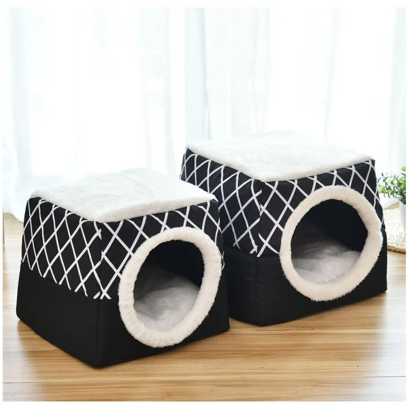 

Pet Bed for Cats Dogs Soft Nest Kennel Bed Cave House Sleeping Bag Mat Pad Tent Pets Winter Warm Cozy Beds 2 Size L XL 2 Colors