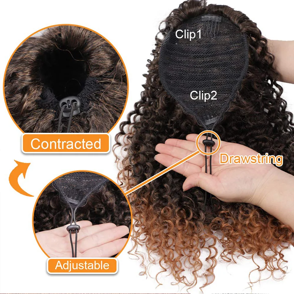 AISI HAIR афро кудрявые накладные волосы для конского хвоста для черных женщин красного цвета Омбре кулиска конский хвост синтетические наклад... от AliExpress WW