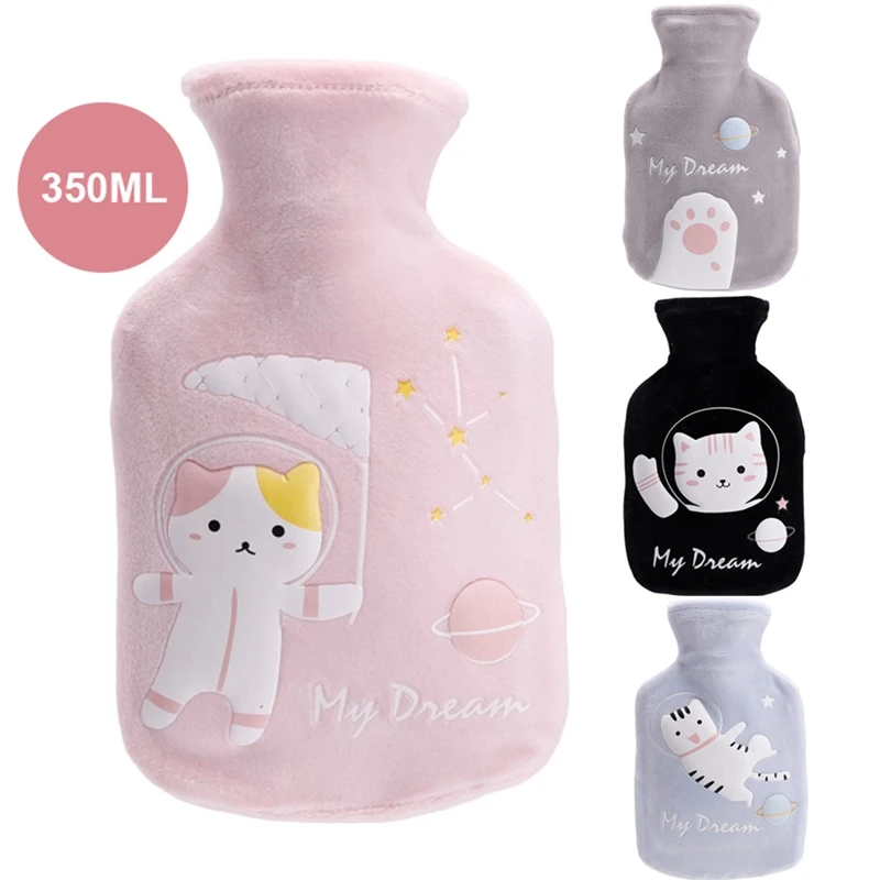 

350ML Plush Hot Water Bottle Warm Cute Cartoon Animal Hand Warmers Girls Student Pocket Warmer Rubber Hot Water Bag Home Winter