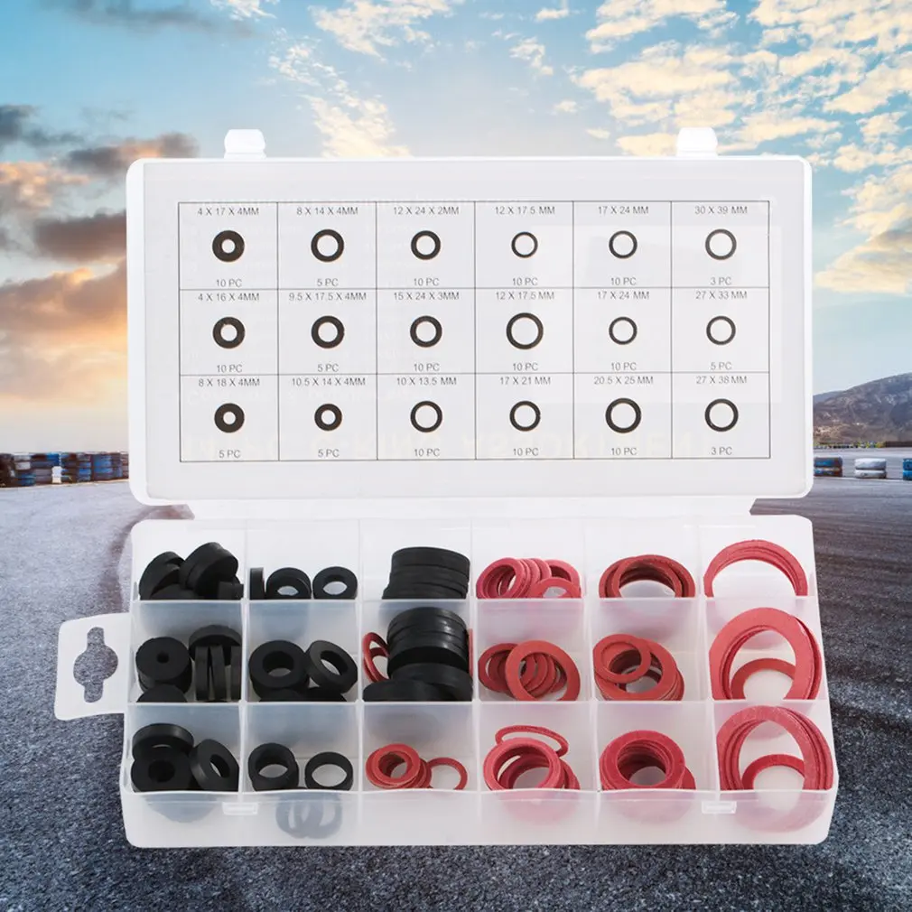 

141Pcs/set Sanitary Washer O-Ring Flat Seal Sanitary Seal Rubber Washer Corrosion Resistance Plumbing Gaskets