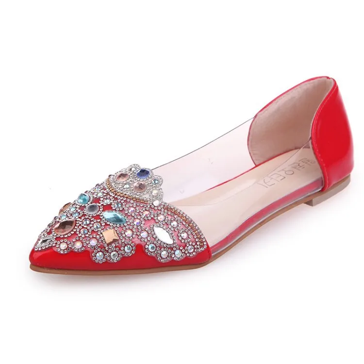 

Women Ballet Flats Rhinstone Ballerina Soft Sole Slip on Casual Shoes Comfort Crystal Wedding Spring Summer Ladies 789