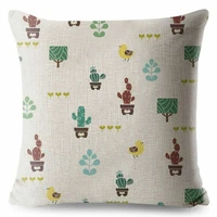 printed cartoon plant cactus square cove pillow decorative case cushion