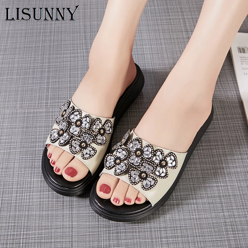 LISUNNY 2020 летние шлепанцы на платформе модная пляжная обувь женские нескользящие
