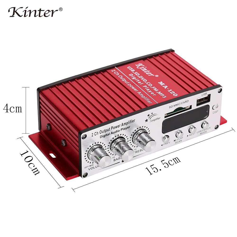 Kinter MA-120 мини-усилители аудио hi-fi стерео усилитель звука bluetooth 2,0 каналов SD USB ввод fm-радио в домашнем автомобиле