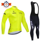 Неоново-желтый профессиональный комплект спортивной одежды STRAVA из Джерси с длинным рукавом для горного велосипеда, дышащая одежда для горного велосипеда, одежда для велосипеда, костюм