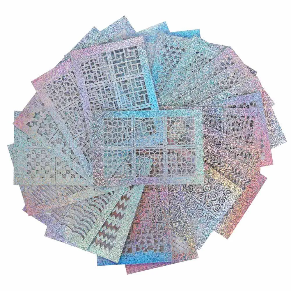 24 листа новый ноготь полые Нерегулярные сетки трафарет многоразовый для