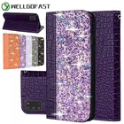 Кожаный чехол-бумажник с откидной крышкой для Samsung S20, S10, S9, S8 Plus, Note 20, 10, Ultra, A51, A71, A50, A30, A20e, A21s, блестящие лазерные чехлы для телефонов