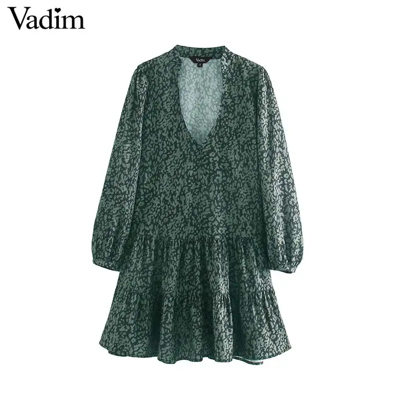 Женское винтажное платье с леопардовым принтом Vadim повседневное свободное мини