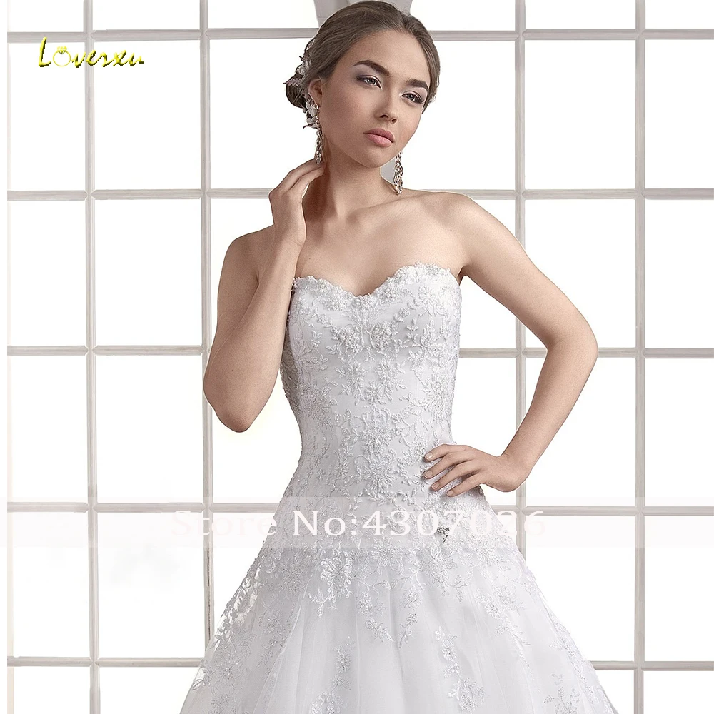Loverxu милое ТРАПЕЦИЕВИДНОЕ кружевное свадебное платье с элегантной аппликацией