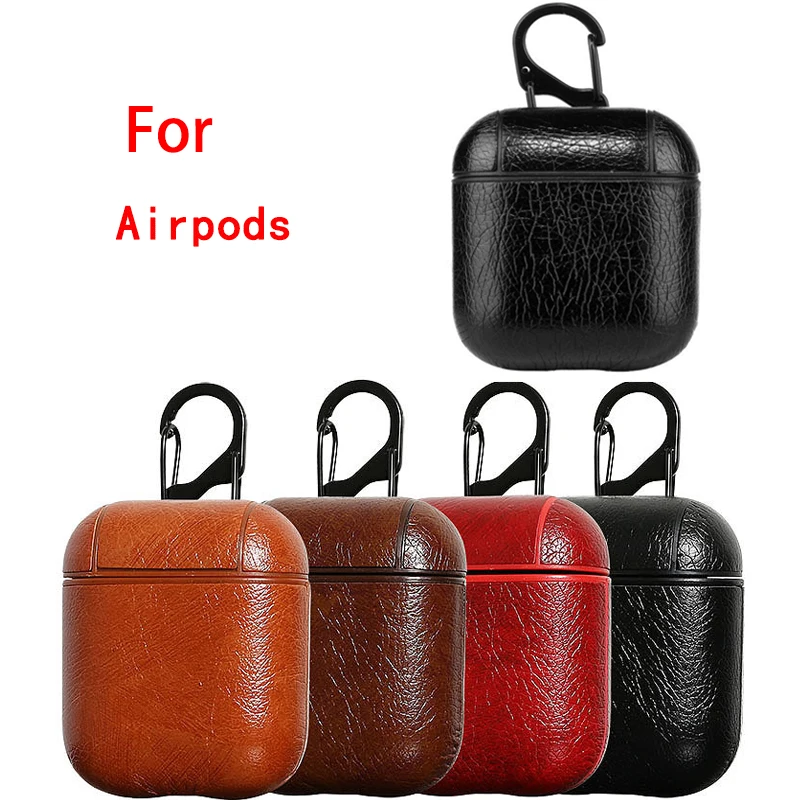 Кожаный чехол для Apple Airpods 1 2 с ремешком, чехлы из PC+кожи с кнопкой, защитная кожаная кожа для Pro, отправка товара напрямую от производителя.