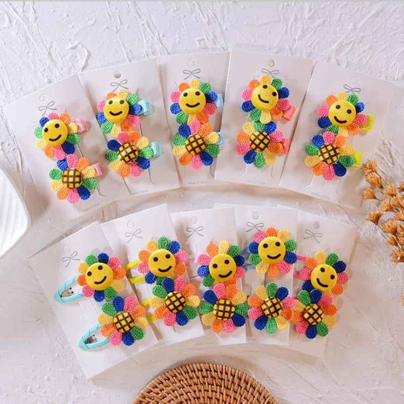 2 шт./компл. заколки для волос с солнечным цветком Детские милые аксессуары