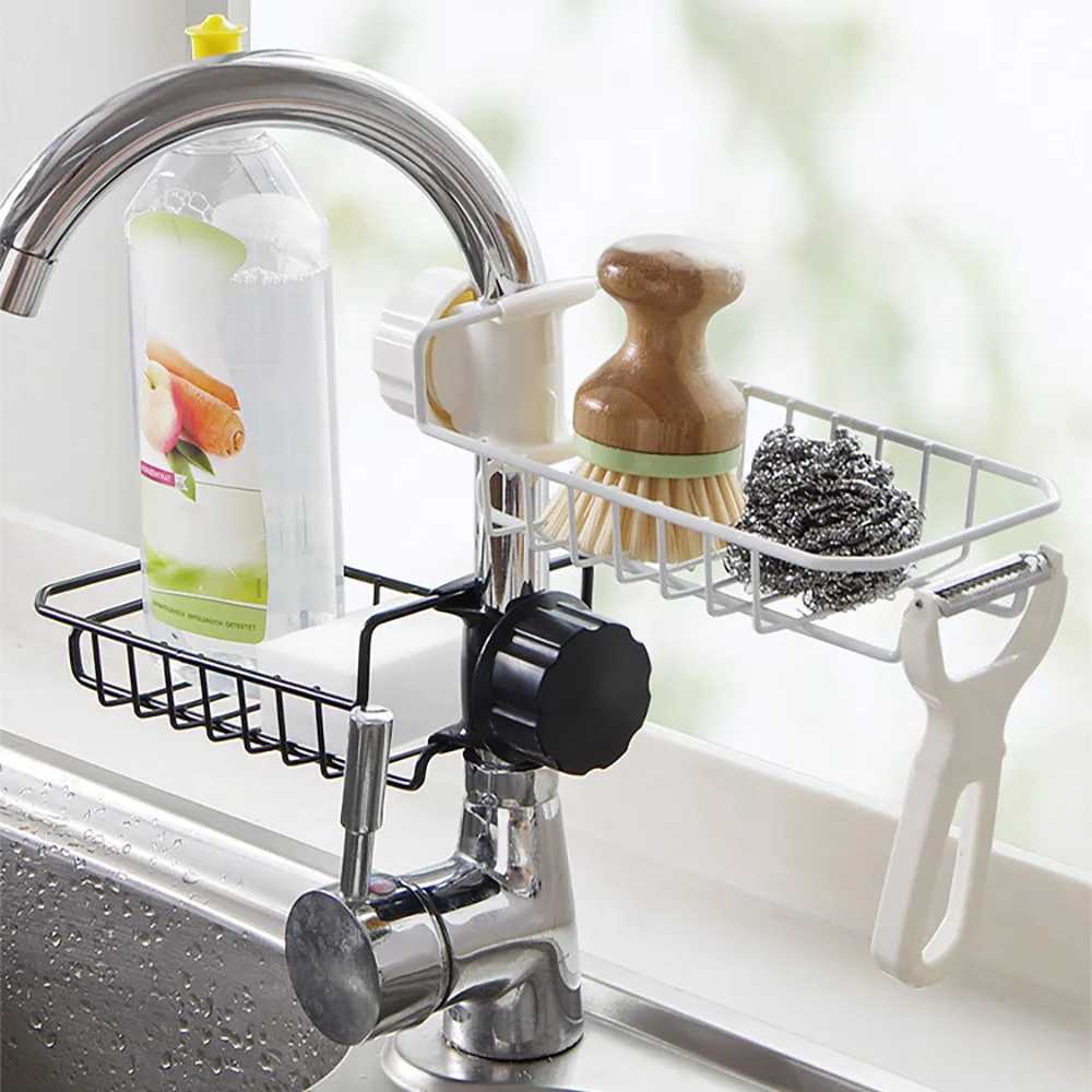 

Adjustable Sink Drain Rack Sponge Storage Faucet Holder Soap Drainer Shelf Basket Organizer Kitchen Bathroom Accessories