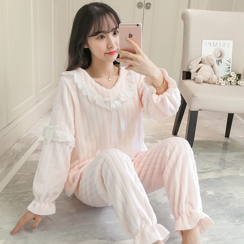 JRMISSLI Дворцовая стильная Пижама зимний удобный фланелевый пижамный комплект с