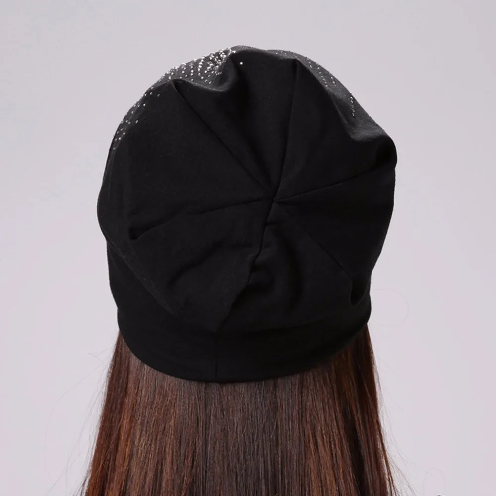 Geebro Brand Women's Beanie Hat Fashion Star Shine Rhinestones Beanies Skullies Caps For Ladies Female Casual Plain Bonnets |