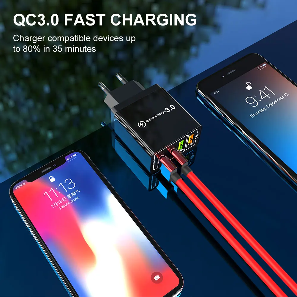 30 Вт Быстрая зарядка 5 в 3.1A QC 3,0 USB зарядное устройство для iPhone X 11pro samsung A50 A30 huawei Xiaomi Note 7 8 Быстрая зарядка настенный адаптер