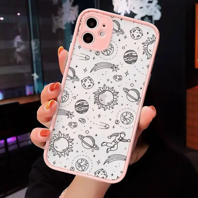 

Cartoon starry cosmic paper plane Phone Case Matte Transparent For iPhone 12 Mini 11 Pro XR XS Max 7 8 Plus