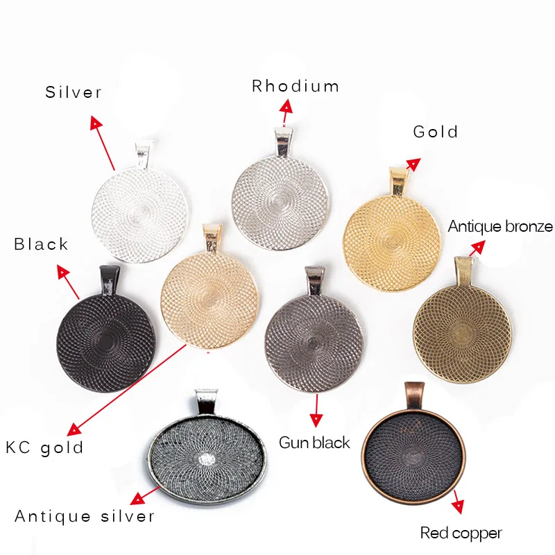 

10 pcs 30mm 7 colors Cabochon Pendant Tray Base DIY Making Necklace Keychain Pendant Jewelry Supplies Accessories Finding