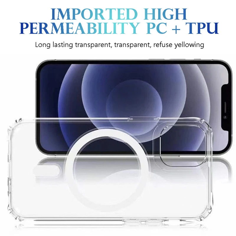 

Original Mobile Phone Case for iPhone 12 Pro Max / 12 Mini Magsafe Magnetic Case Wireless Charging Transparent Back Cover Cases