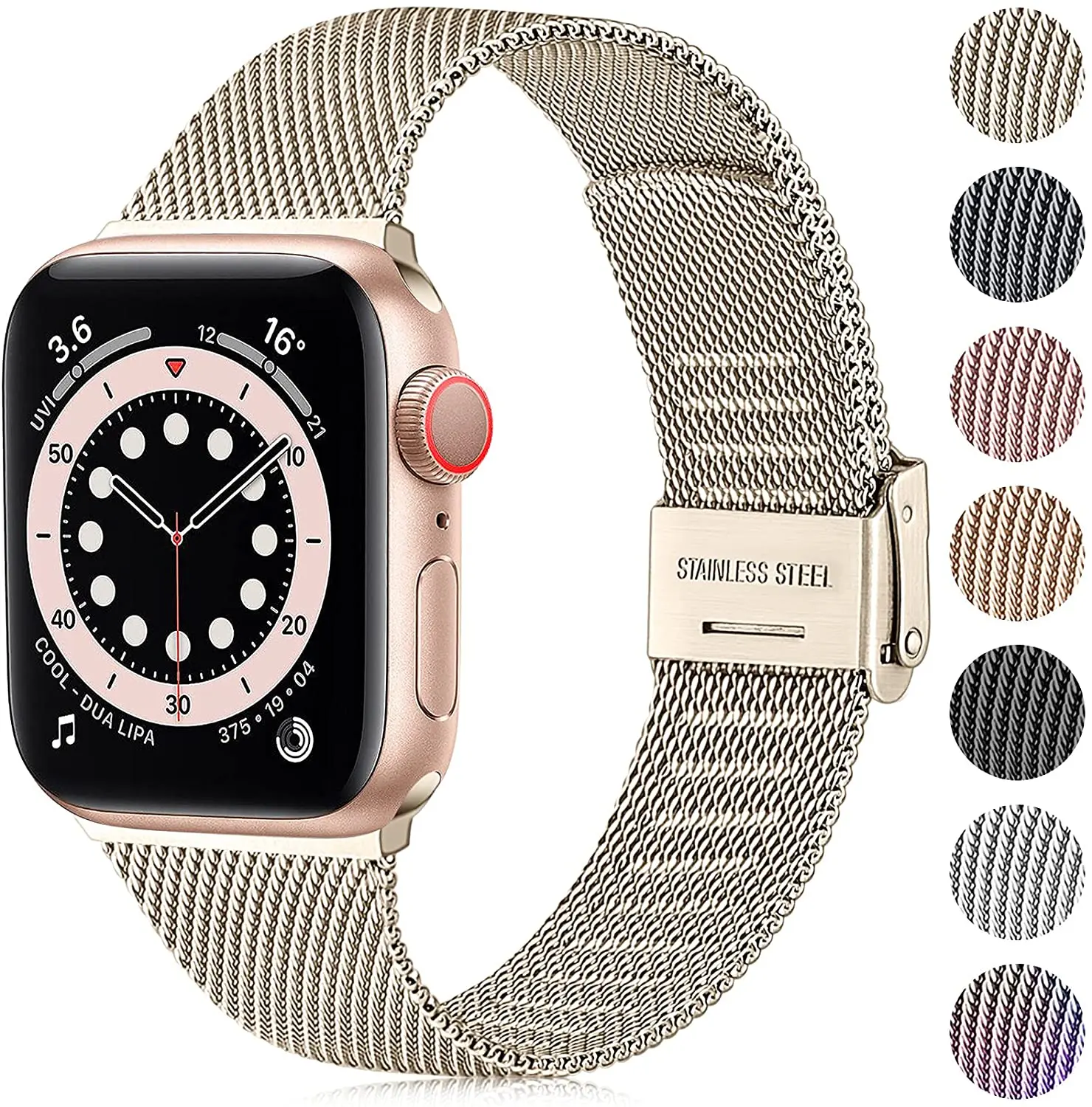 Ouwegaga Compatible With Apple Watch Strap 38mm 40mm 42mm 44mm 45mm, Stainless Steel Metal Bracelet for iWatch 7 6 5 4 3 2 1