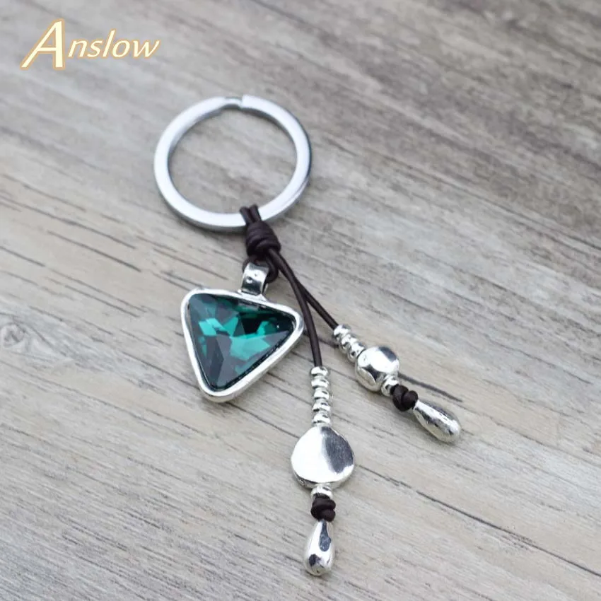 

Anslow Brand Wholesale Jewelry Discount Triangle Crystal Charms Keychains For Women Girls Bag Key Accessories Friends LOW0014KY